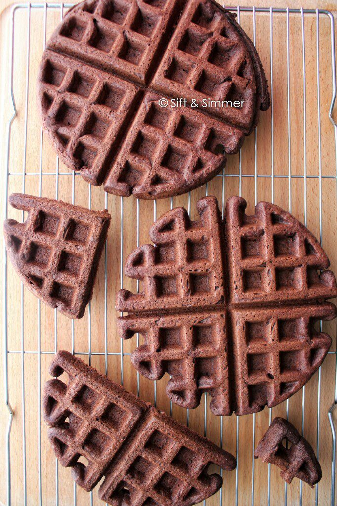 Chocolate Black Bean Waffles on cooling rack.