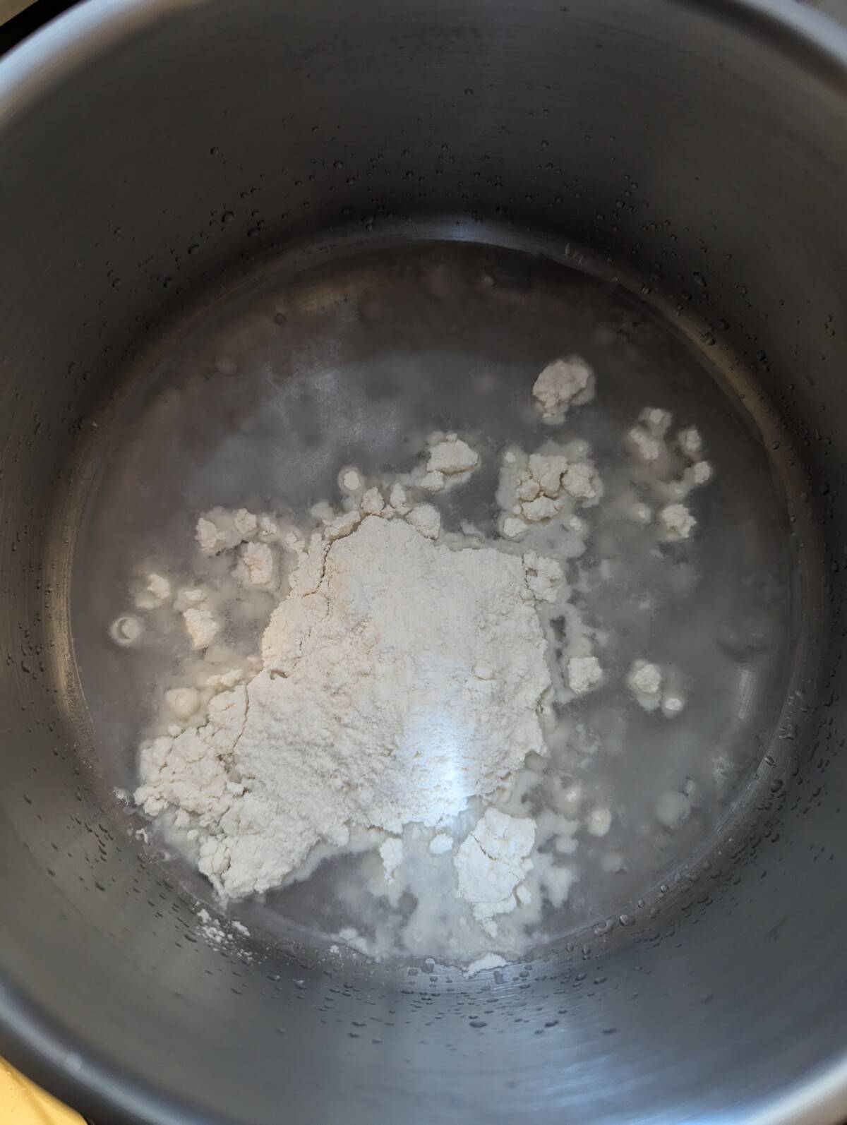 Flour and water in a pan for tangzhong.