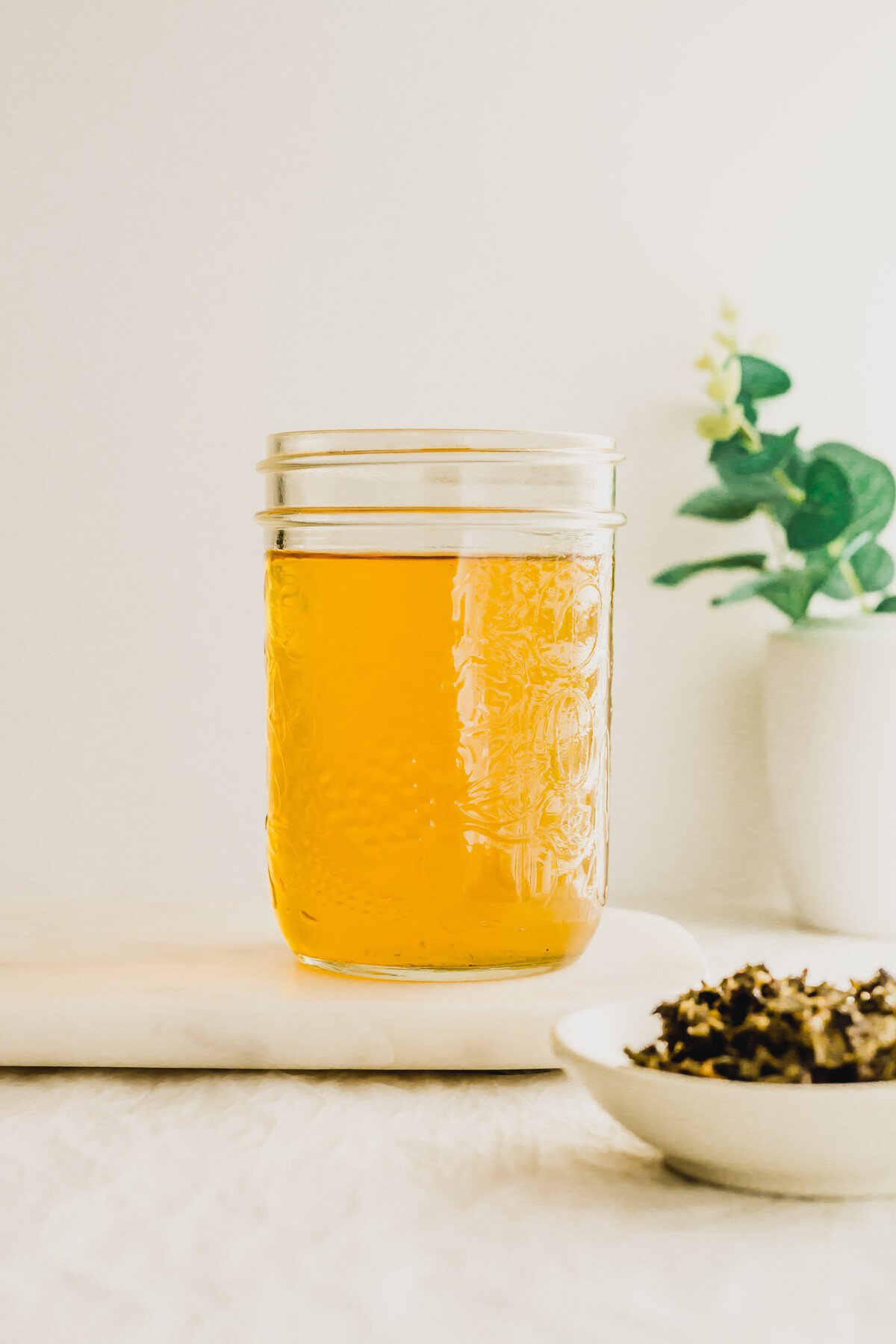 A glass of cold brew green tea.