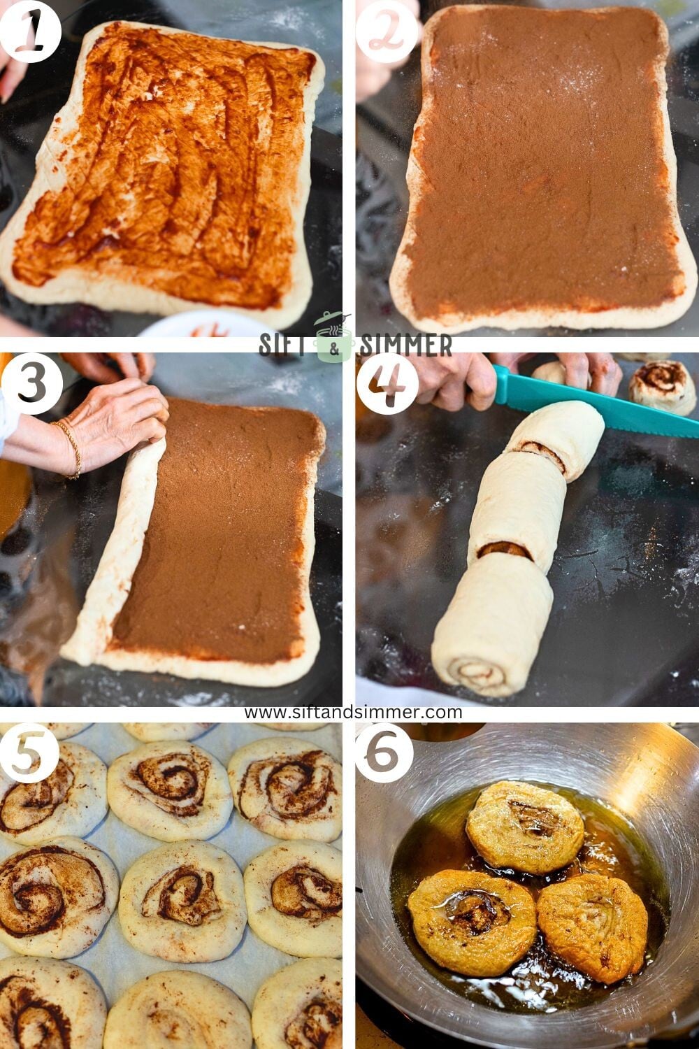 Step by step photos on how to make Chinese ham chin biang, with number overlay.