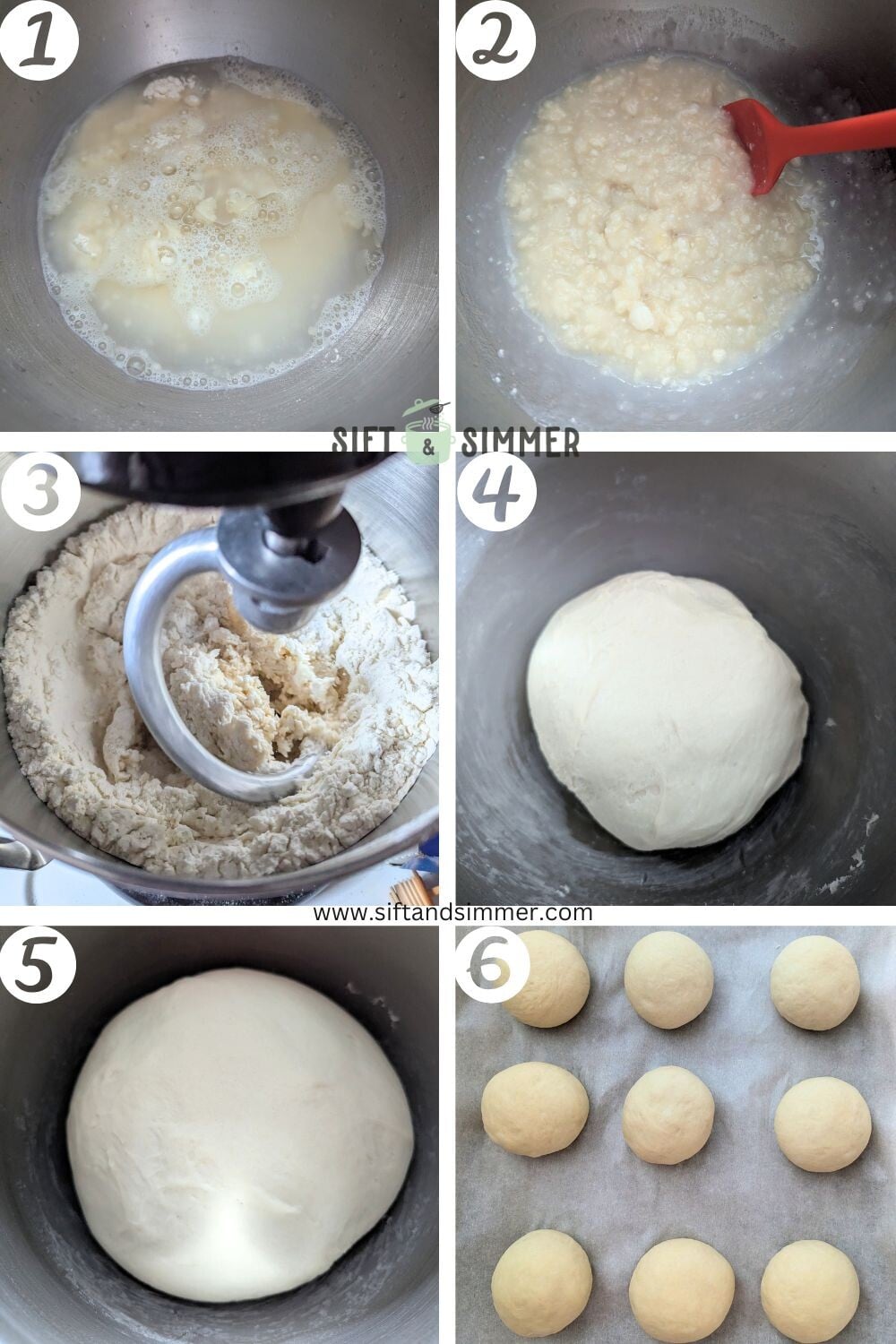 Step by step photos on how to make homemade bagels, with number overlay.